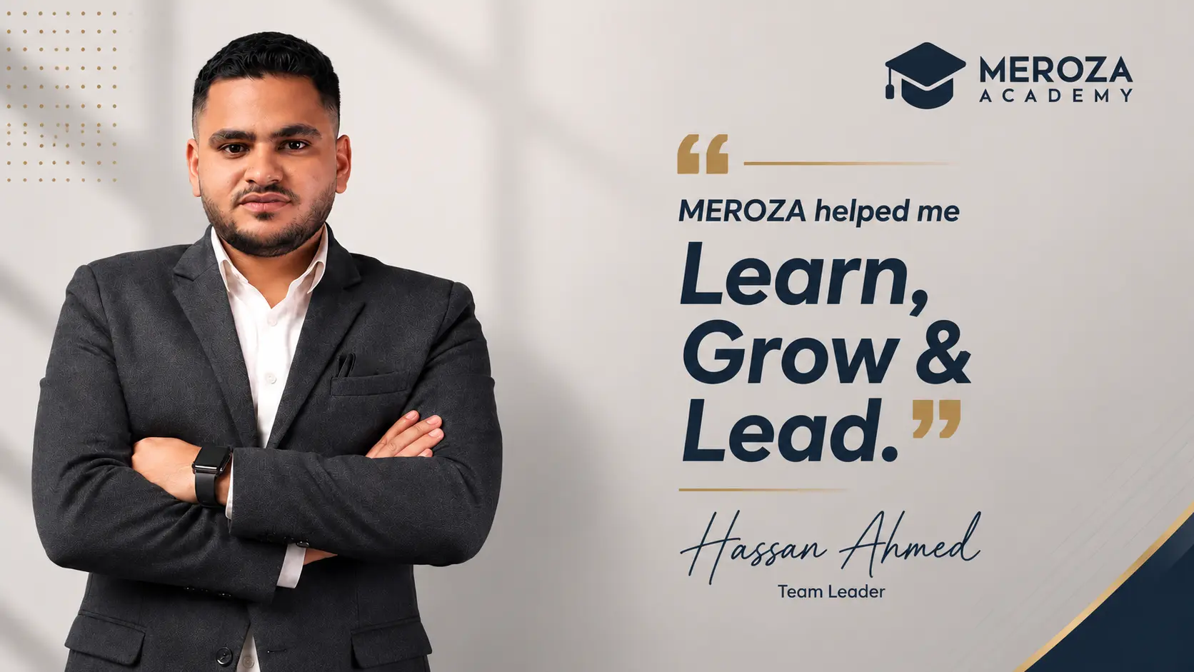 Hassan Ahmed sharing his learning, growth and leadership journey at MEROZA Pharma.